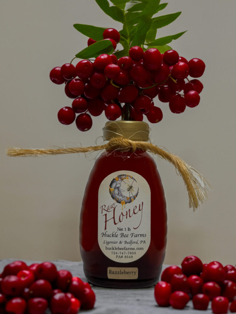 Razzleberry Infused Raw Honey by Huckle Bee Farms 16oz