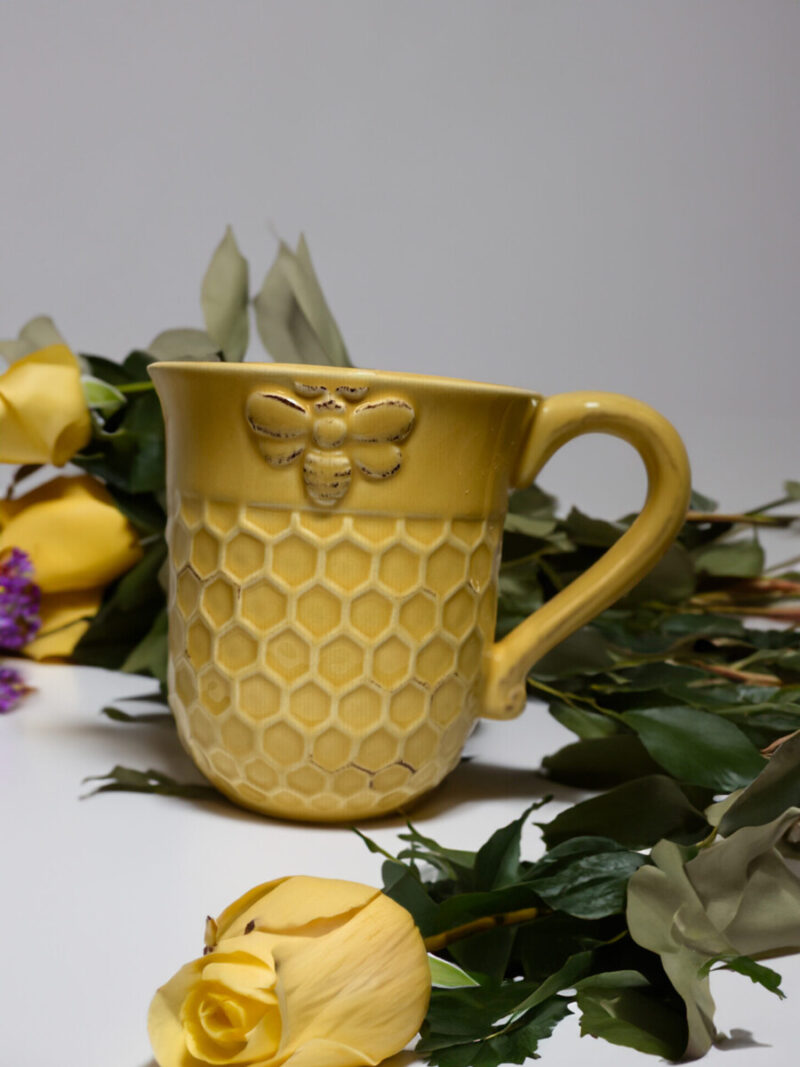 Yellow Ceramic Honeycomb Bee Mug by Boston International