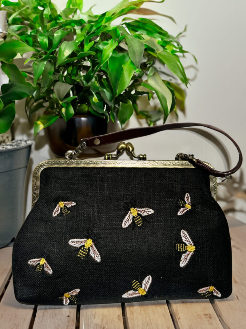 Bees Kisslock Black Bag by Comeco Inc