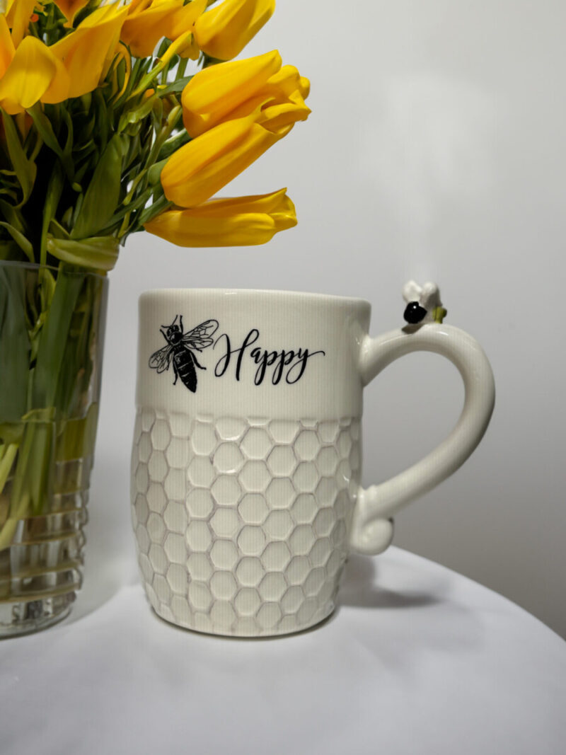 Bee Happy White Ceramic Coffee Mug by Young's